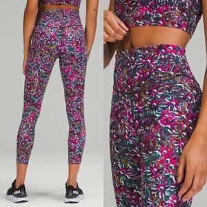 Lululemon Base Pace High-Rise Running Tight 25" Floral Electric Leggings Size 6